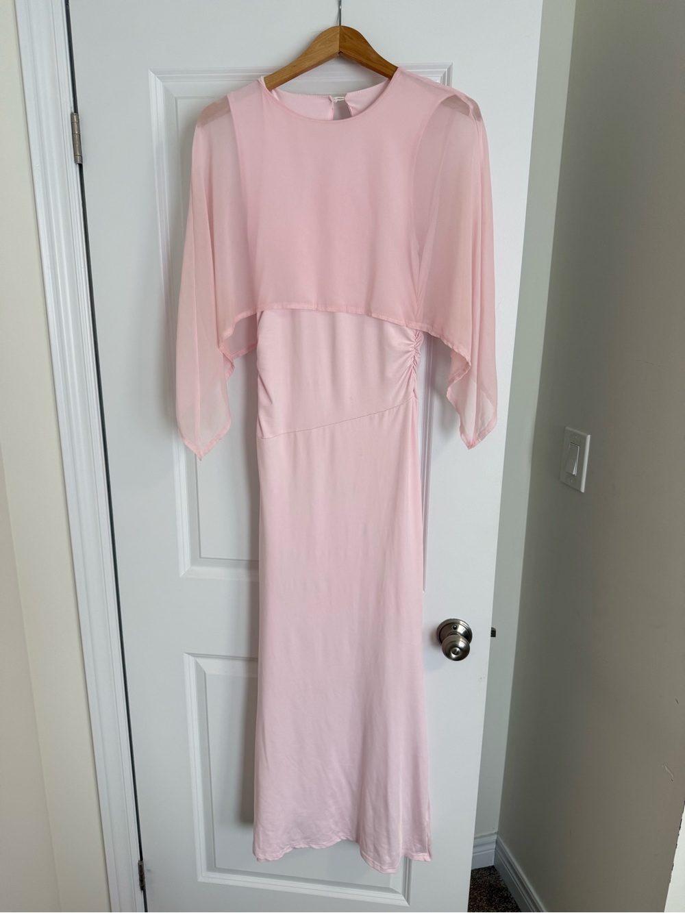 SHEIN Pink Sheer Chiffon Poncho Maxi Dress - Picture 2 of 5